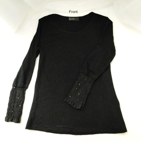 ERUNER 2-pc Set Black Tunic Long Sleeved Round Neck w/ matching Scarf M-L - Picture 6 of 15